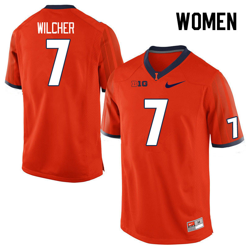 Women #7 Kenari Wilcher Illinois Fighting Illini College Football Jerseys Stitched Sale-Orange